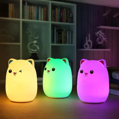 Luminária Silicone Touch Abajur Led Sensor Colorido Recarregavel Bichinhos pet light